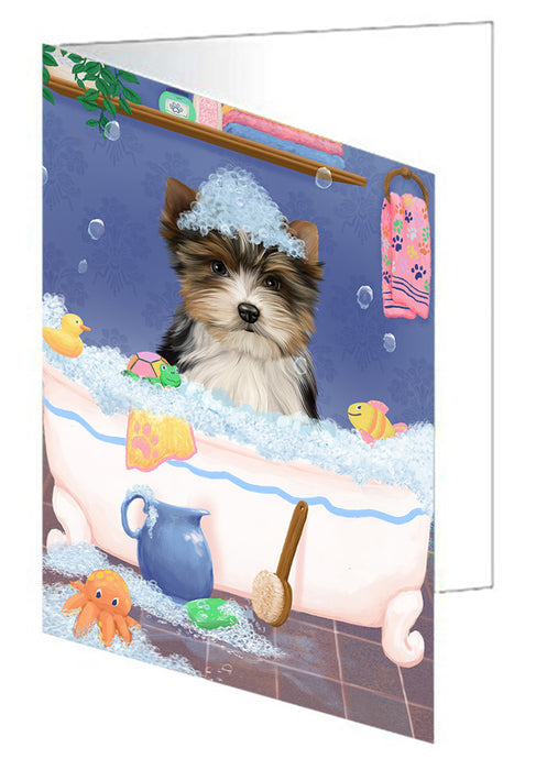 Rub A Dub Dog In A Tub Biewer Dog Handmade Artwork Assorted Pets Greeting Cards and Note Cards with Envelopes for All Occasions and Holiday Seasons GCD79244
