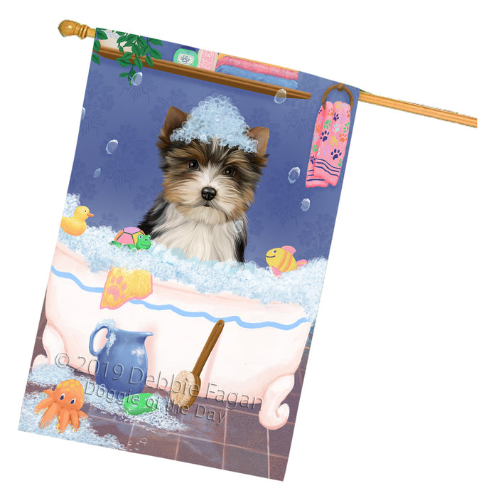 Rub A Dub Dog In A Tub Biewer Dog House Flag FLG66222
