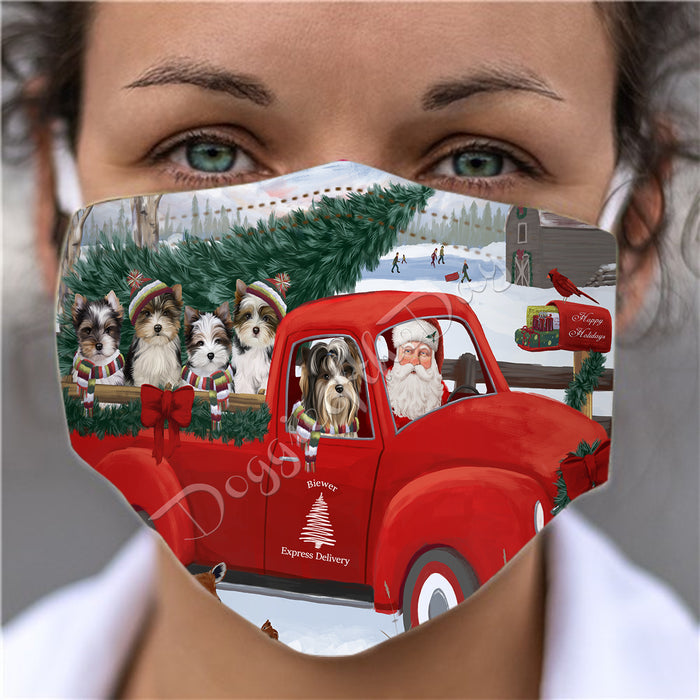 Christmas Santa Express Delivery Red Truck Biewer Dogs Face Mask FM48415
