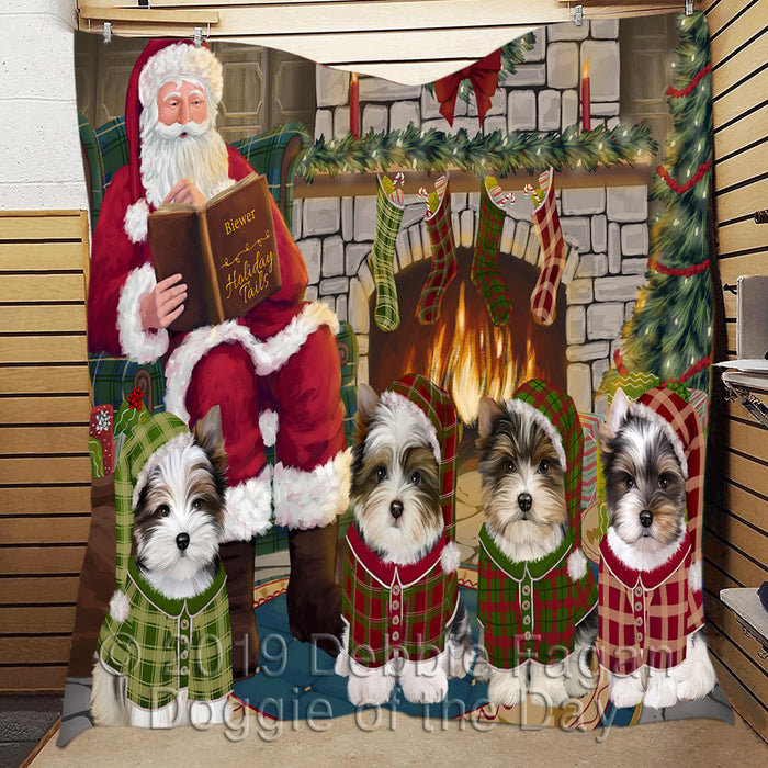 Christmas Cozy Holiday Fire Tails Biewer Dogs Quilt