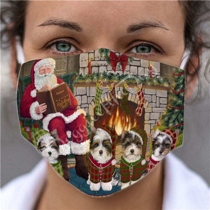 Christmas Cozy Holiday Fire Tails Biewer Dogs Face Mask FM48609