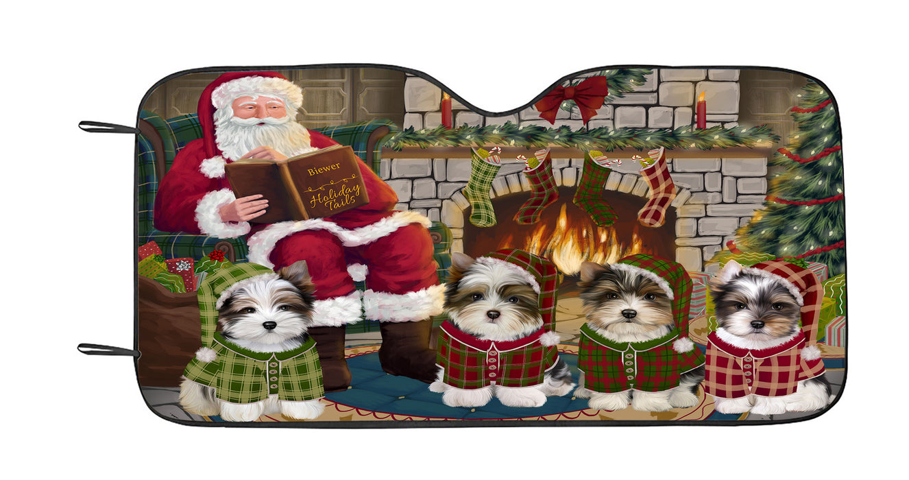 Christmas Cozy Holiday Fire Tails Biewer Dogs Car Sun Shade