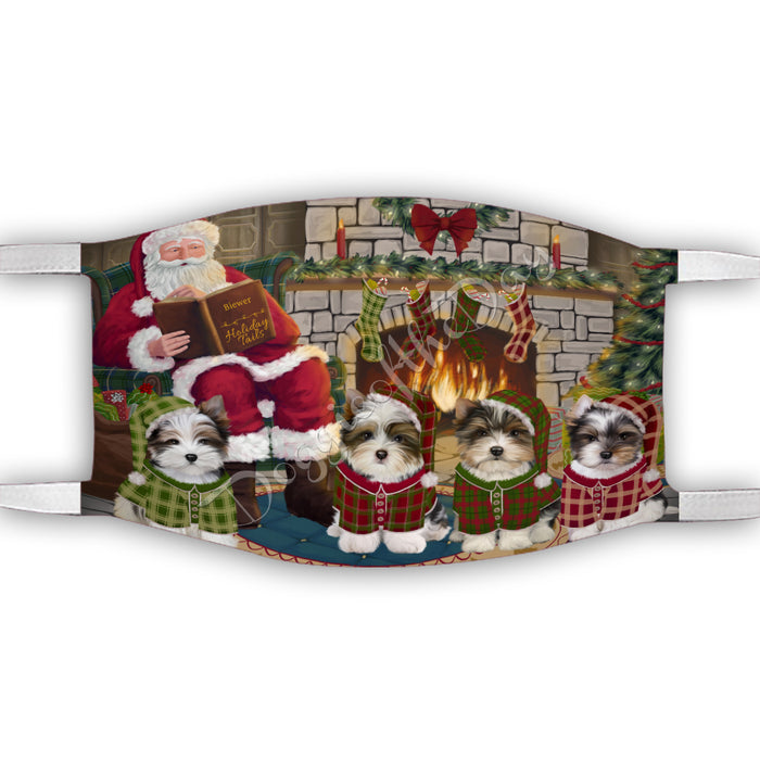 Christmas Cozy Holiday Fire Tails Biewer Dogs Face Mask FM48609