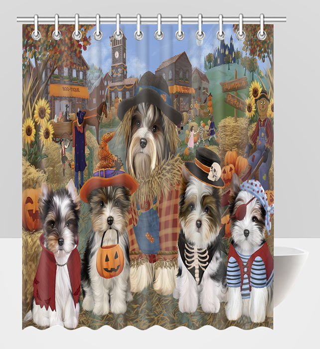 Halloween 'Round Town Biewer Dogs Shower Curtain