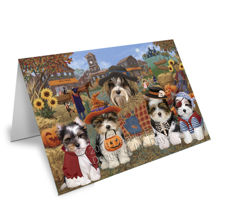 Halloween 'Round Town Biewer Dogs Handmade Artwork Assorted Pets Greeting Cards and Note Cards with Envelopes for All Occasions and Holiday Seasons GCD77768