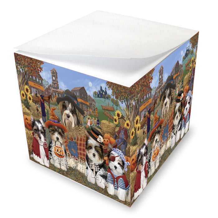 Fall Pumpkin Scarecrow Biewer Dog Note Cube NOC-DOTD-A56736