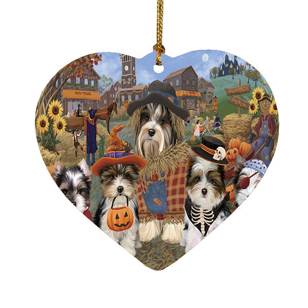 Halloween 'Round Town Bichon Frise Dogs Heart Christmas Ornament HPOR57473