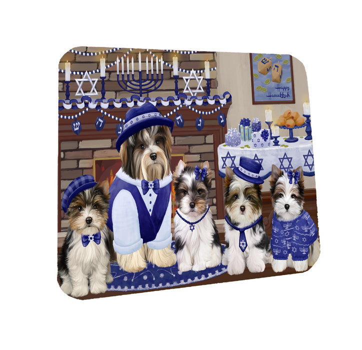Happy Hanukkah Family Biewer Dogs Coasters Set of 4 CSTA57552