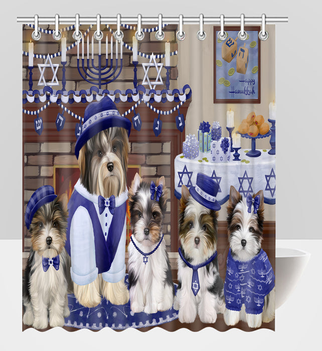 Happy Hanukkah Family Biewer Dogs Shower Curtain