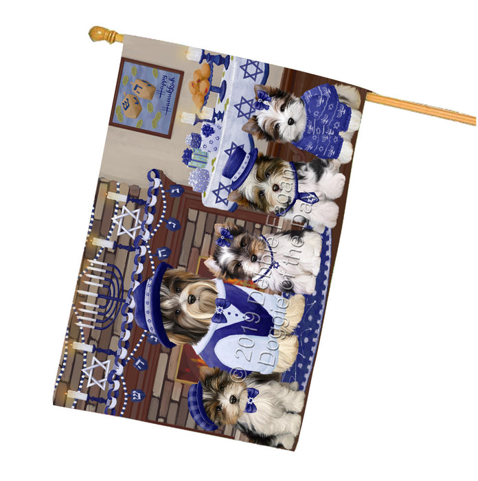 Happy Hanukkah Family Biewer Dogs House Flag FLG65808