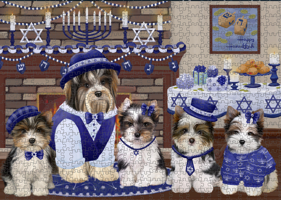 Happy Hanukkah Family and Happy Hanukkah Both Biewer Dogs Puzzle with Photo Tin PUZL96692