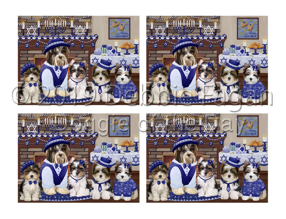 Happy Hanukkah Family Biewer Dogs Placemat