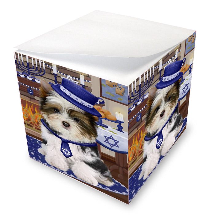 Happy Hanukkah Family Biewer Dogs note cube NOC-DOTD-A56680