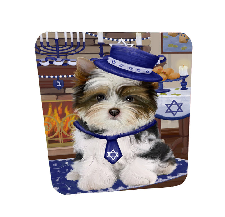 Happy Hanukkah Family Bichon Frise Dogs Coasters Set of 4 CSTA57607