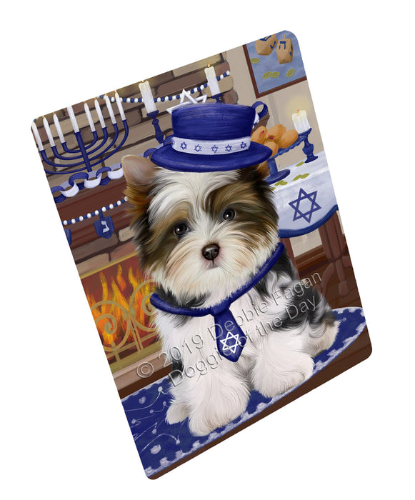 Happy Hanukkah Family and Happy Hanukkah Both Biewer Dog Magnet MAG77419 (Small 5.5" x 4.25")