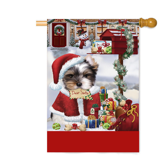 Personalized Happy Holidays Mailbox Biewer Terrier Dog Christmas Custom House Flag FLG-DOTD-A59958