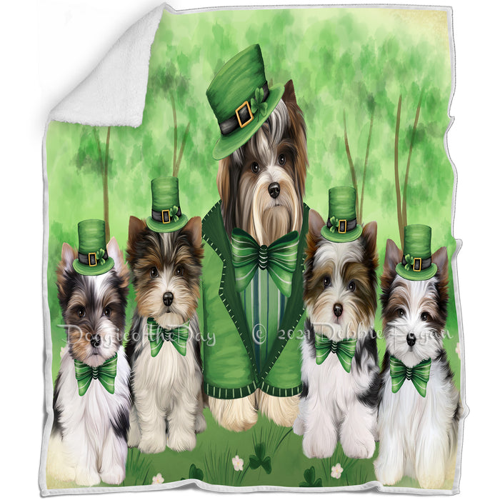 St. Patricks Day Irish Portrait Biewer Terrier Dogs Blanket BLNKT132483