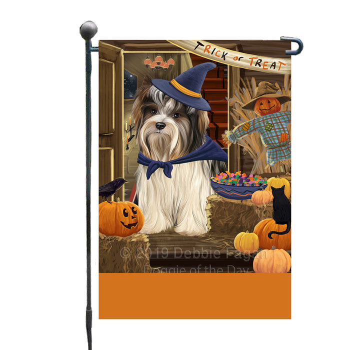 Personalized Enter at Own Risk Trick or Treat Halloween Biewer Terrier Dog Custom Garden Flags GFLG-DOTD-A59470