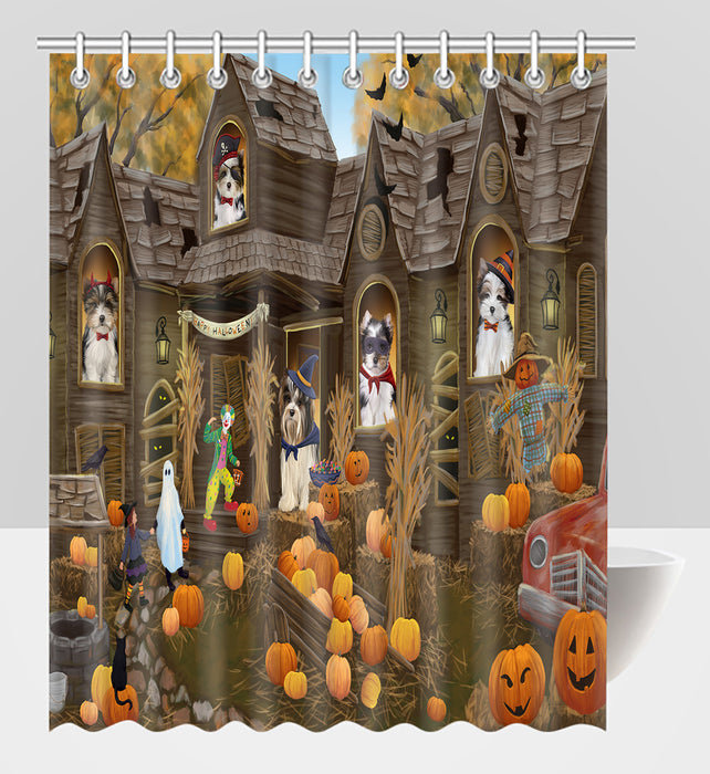 Haunted House Halloween Trick or Treat Biewer Dogs Shower Curtain