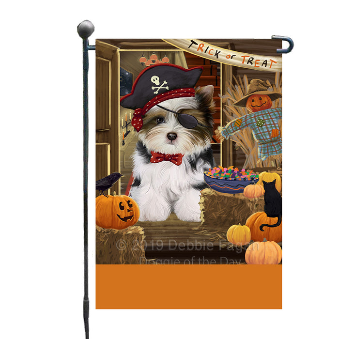 Personalized Enter at Own Risk Trick or Treat Halloween Biewer Terrier Dog Custom Garden Flags GFLG-DOTD-A59472