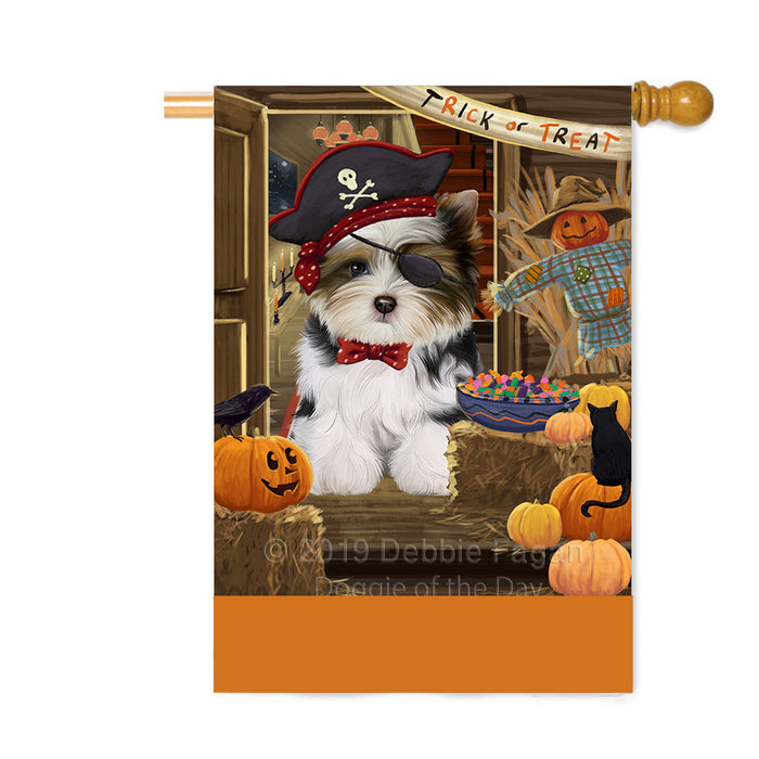 Personalized Enter at Own Risk Trick or Treat Halloween Biewer Terrier Dog Custom House Flag FLG-DOTD-A59528
