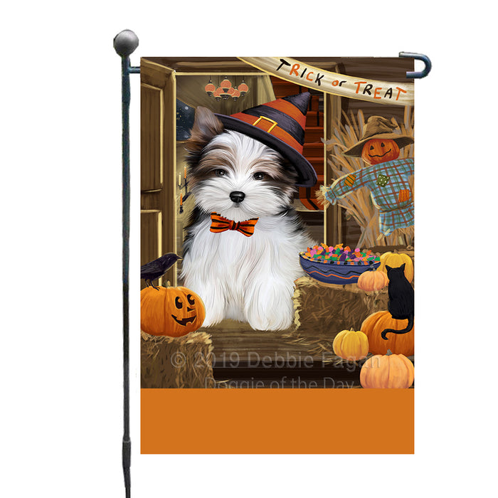 Personalized Enter at Own Risk Trick or Treat Halloween Biewer Terrier Dog Custom Garden Flags GFLG-DOTD-A59473