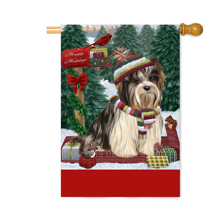Personalized Merry Christmas Woodland Sled Biewer Terrier Dog Custom House Flag FLG-DOTD-A61562