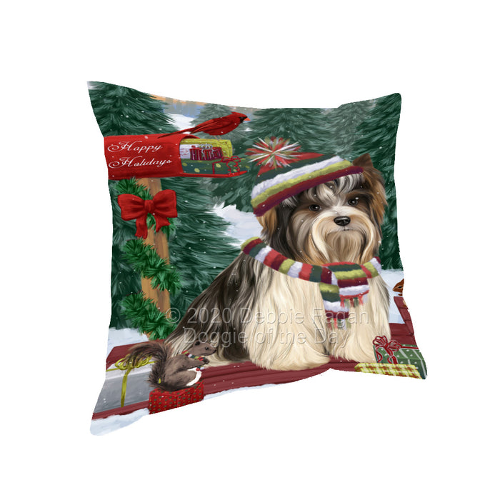 Christmas Woodland Sled Biewer Terrier Dog Pillow with Top Quality High-Resolution Images - Ultra Soft Pet Pillows for Sleeping - Reversible & Comfort - Ideal Gift for Dog Lover - Cushion for Sofa Couch Bed - 100% Polyester, PILA93580
