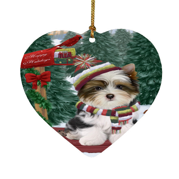 Christmas Woodland Sled Biewer Terrier Dog Heart Christmas Ornament HPORA59420