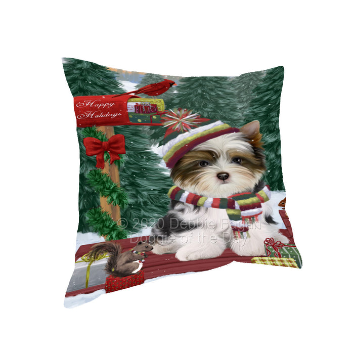 Christmas Woodland Sled Biewer Terrier Dog Pillow with Top Quality High-Resolution Images - Ultra Soft Pet Pillows for Sleeping - Reversible & Comfort - Ideal Gift for Dog Lover - Cushion for Sofa Couch Bed - 100% Polyester, PILA93583