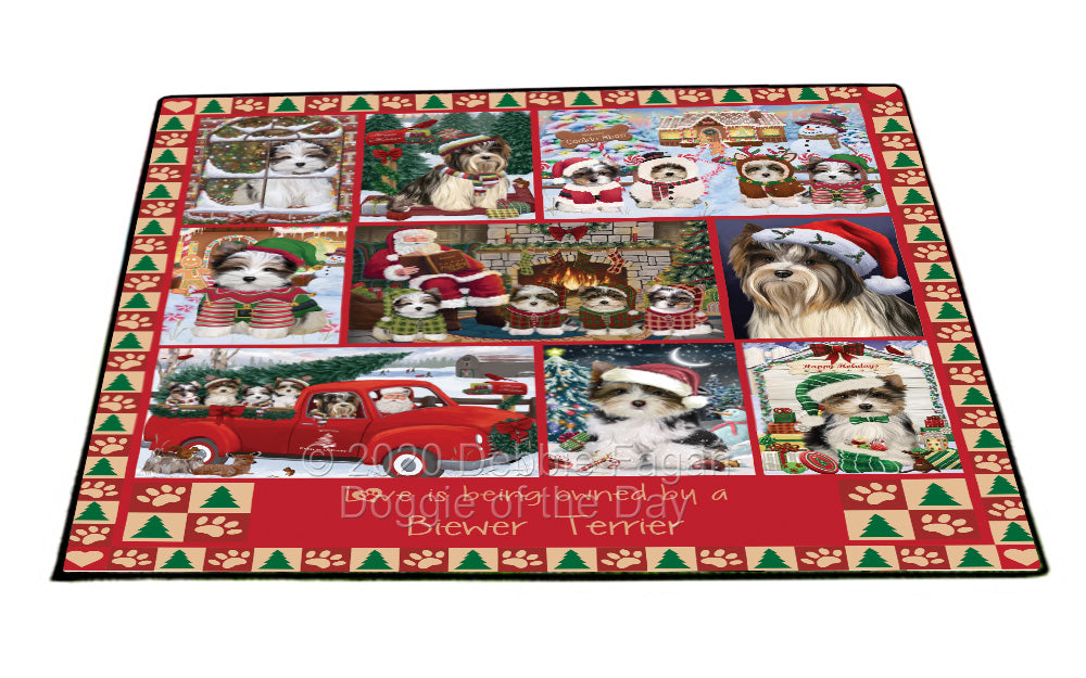 Love is Being Owned Christmas Biewer Terrier Dogs Floormat FLMS54784