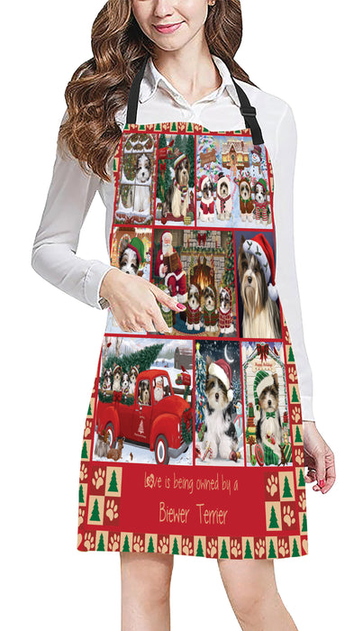 Love is Being Owned Christmas Biewer Terrier Dogs Apron