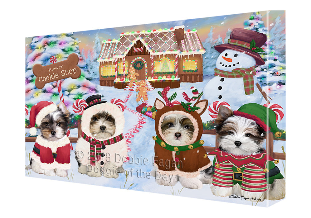 Holiday Gingerbread Cookie Shop Biewer Terriers Dog Canvas Print Wall Art Décor CVS127196