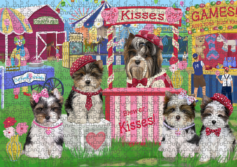 Carnival Kissing Booth Biewer Terriers Dog Puzzle with Photo Tin PUZL91776