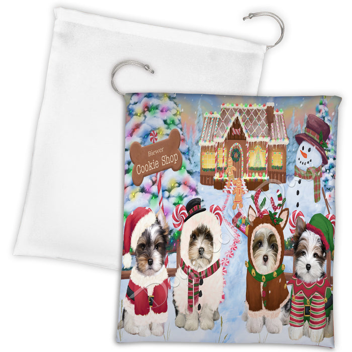 Holiday Gingerbread Cookie Biewer Dogs Shop Drawstring Laundry or Gift Bag LGB48573