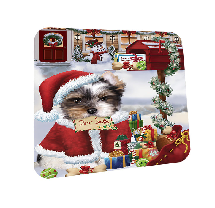 Biewer Terrier Dog Dear Santa Letter Christmas Holiday Mailbox Coasters Set of 4 CST53482