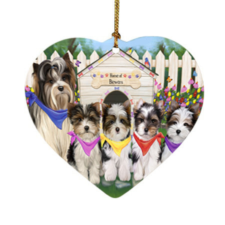 Spring Dog House Biewer Terriers Dog Heart Christmas Ornament HPOR52201