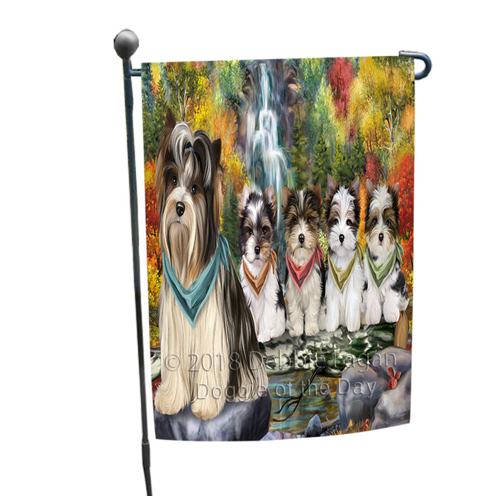 Scenic Waterfall Biewer Terriers Dog Garden Flag GFLG50034