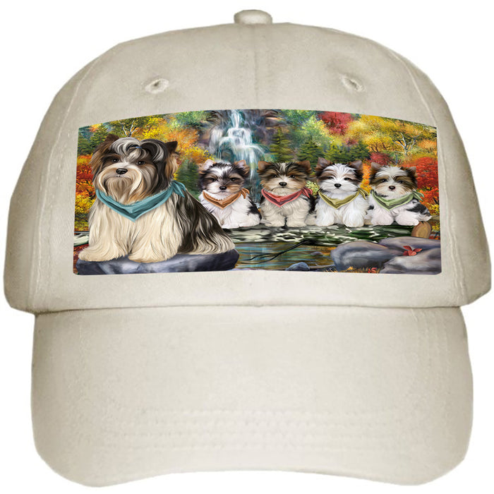 Scenic Waterfall Biewer Terriers Dog Ball Hat Cap HAT54192