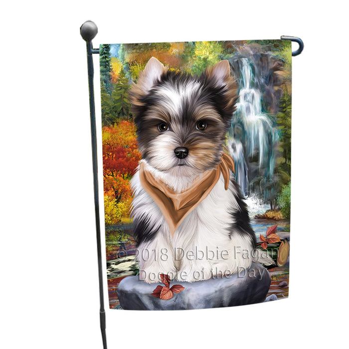 Scenic Waterfall Biewer Terrier Dog Garden Flag GFLG50035