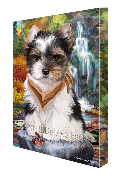 Scenic Waterfall Biewer Terrier Dog Canvas Wall Art CVS67606
