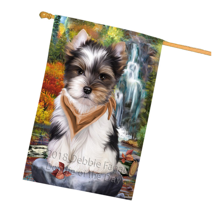 Scenic Waterfall Biewer Terrier Dog House Flag FLG50171