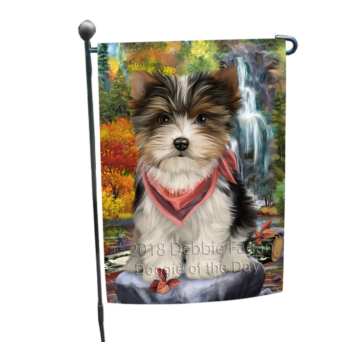 Scenic Waterfall Biewer Terrier Dog Garden Flag GFLG50036