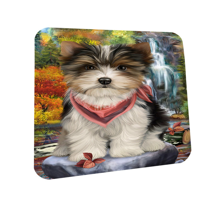 Scenic Waterfall Biewer Terrier Dog Coasters Set of 4 CST50114