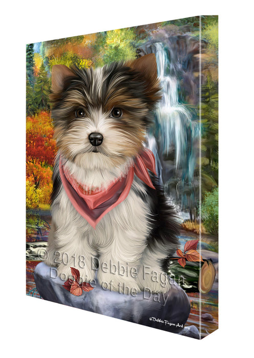 Scenic Waterfall Biewer Terrier Dog Canvas Wall Art CVS67615