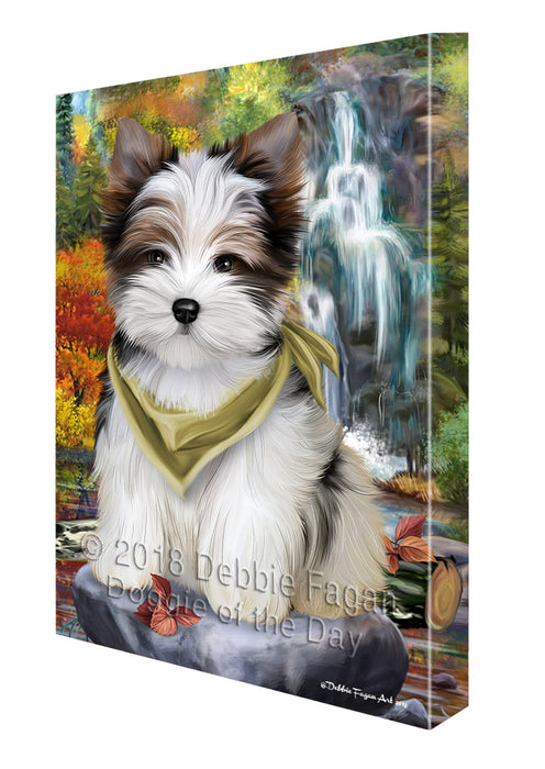 Scenic Waterfall Biewer Terrier Dog Canvas Wall Art CVS67624