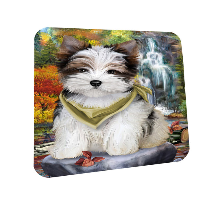 Scenic Waterfall Biewer Terrier Dog Coasters Set of 4 CST50115