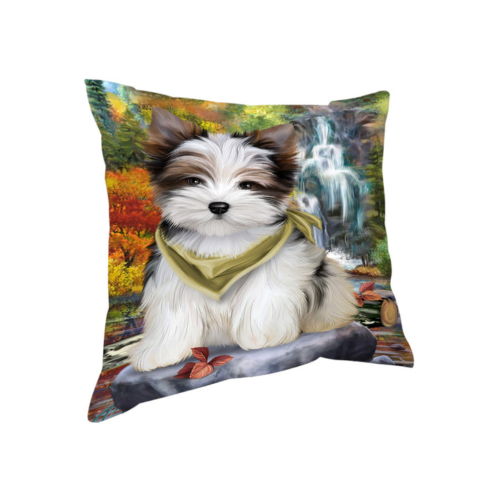 Scenic Waterfall Biewer Terrier Dog Pillow PIL56688