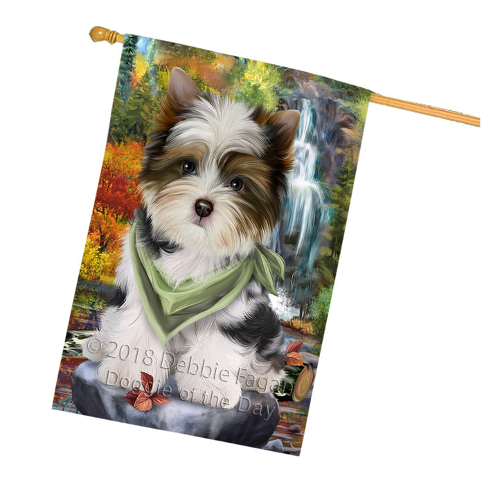 Scenic Waterfall Biewer Terrier Dog House Flag FLG50174