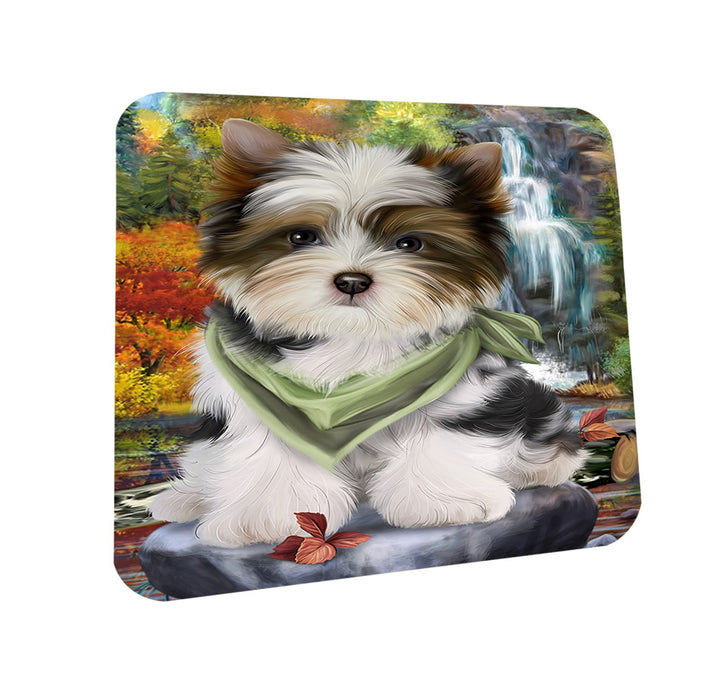 Scenic Waterfall Biewer Terrier Dog Coasters Set of 4 CST50116